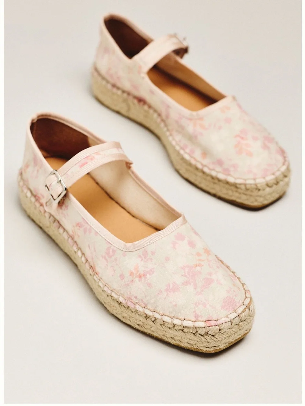 Anthropologie Maeve Floral Pink Mary Jane Espadrille Shoes